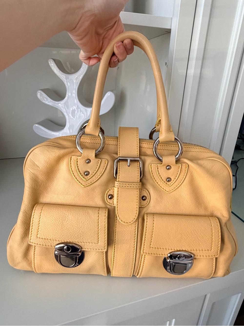 Y2K Vintage 2000’S MARC JACOBS Venetia Light Yellow Leather Purse Bag Made Italy - Picture 13 of 16